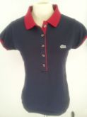Camisa Gola Polo Lacoste Preta com vinho