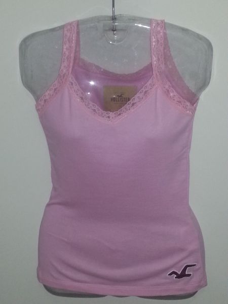 Camiseta de alças Hollister rosa bebê