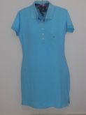 Vestido gola polo azul bebê