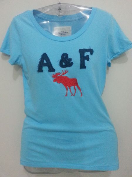Camiseta t-shirt Abercrombie Médio Turquesa