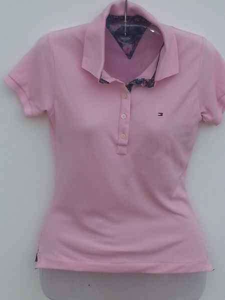Camisa gola polo Tommy Hilfiger rosa bebê